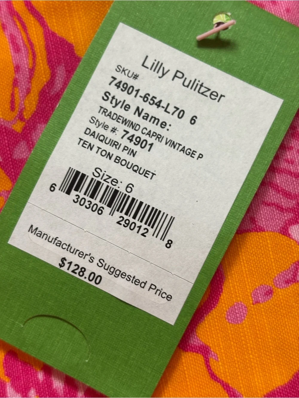 Lilly Pulitzer Pink and Orange Floral Cropped Pants